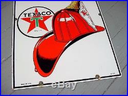 NEAR MINT ORIGINAL 1952 Vintage TEXACO FIRE CHIEF Old Gas Pump Porcelain Sign