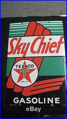 NR MINT! 1947 Vintage TEXACO SKY CHIEF Old Gas Pump Porcelain Sign Very Rare