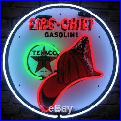 Neon sign Fire Chief Texaco Department wall lamp light gas and oil pump globe