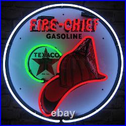 Neon sign Fire chief Firechief Texaco Gasoline Gas pump globe wall lamp light