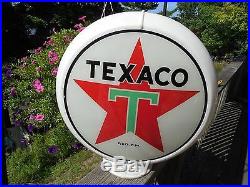 Original 1936 Texaco Gas Pump Globe By Hull With Capco Body Slotted Lenses Rare