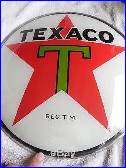 Original 1936 Texaco Gas Pump Globe By Hull With Capco Body Slotted Lenses Rare