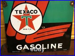 ORIGINAL 1946 TEXACO SKY CHIEF GASONLINE Pump Plate Sign PORCELAIN Gas Oil OLD
