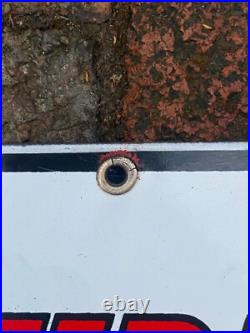 ORIGINAL 1947 TEXACO Gas & Oil Fire Chief Pump Plate Porcelain Sign, Fire Helmet