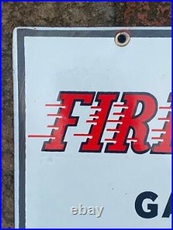 ORIGINAL 1947 TEXACO Gas & Oil Fire Chief Pump Plate Porcelain Sign, Fire Helmet