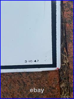 ORIGINAL 1947 TEXACO Gas & Oil Fire Chief Pump Plate Porcelain Sign, Fire Helmet