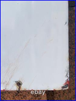 ORIGINAL 1947 TEXACO Gas & Oil Fire Chief Pump Plate Porcelain Sign, Fire Helmet