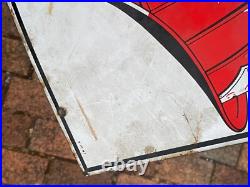 ORIGINAL 1947 TEXACO Gas & Oil Fire Chief Pump Plate Porcelain Sign, Fire Helmet