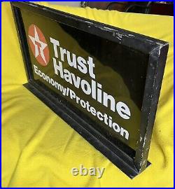 ORIGINAL Texaco Havoline Gas Pump Topper 2 Sided Metal Sign 24x13 Advertising