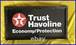 ORIGINAL Texaco Havoline Gas Pump Topper 2 Sided Metal Sign 24x13 Advertising