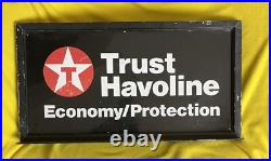 ORIGINAL Texaco Havoline Gas Pump Topper 2 Sided Metal Sign 24x13 Advertising ORIGINAL Texaco Havoline Gas Pump Topper 2 Sided Metal Sign 24x13 Advertising