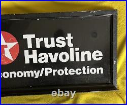 ORIGINAL Texaco Havoline Gas Pump Topper 2 Sided Metal Sign 24x13 Advertising