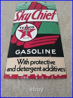 ORIGINAL Vintage 1958 Sky Chief Texaco Petrox Gasoline Gas Oil Pump Sign