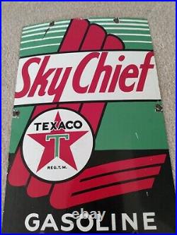 ORIGINAL Vintage 1958 Sky Chief Texaco Petrox Gasoline Gas Oil Pump Sign