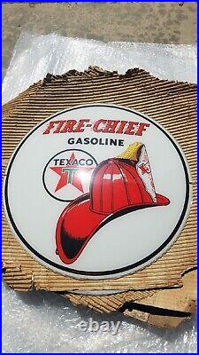 Officially Licensed Fire Chief Gasoline Texaco Advertising Gas Pump Globe Glass