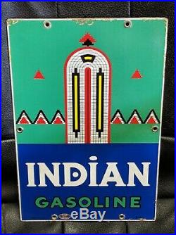 Old Indian Texaco PPP Porcelain Gas Pump Plate Sign TAC AUTHENTIC Baby 8 x 12