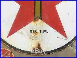 Old Porcelain Original Texaco Gas Pump Sign