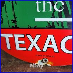 Old Vintage 1952 Trust Texaco Star Gasoline Porcelain Gas Station Pump Sign 12