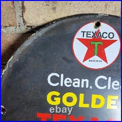 Old Vintage 1958 Texaco Motor Oil Gasoline Porcelain Gas Station Pump Sign 12