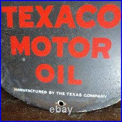 Old Vintage 1958 Texaco Motor Oil Gasoline Porcelain Gas Station Pump Sign 12