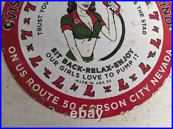 Old Vintage Dated'59 Texaco Gasoline Casino Porcelain Gas Station Pump Sign