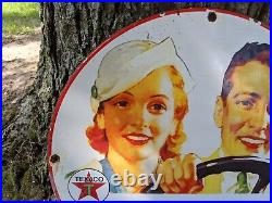 Old Vintage Texaco Fire-chief Gasoline Porcelain Gas Station Pump Motor Oil Sign