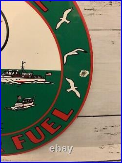 Old Vintage Texaco Marine Porcelain Sign Gas Pump Oil Motor Fuel Ship Plate