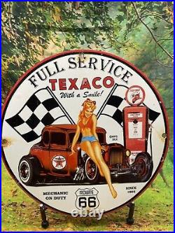Old Vintage Texaco Porcelain Sign Hot Rod Gas Pump Station Petroleum Route 66