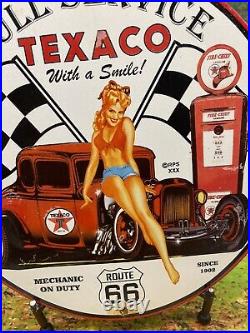 Old Vintage Texaco Porcelain Sign Hot Rod Gas Pump Station Petroleum Route 66