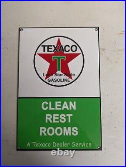 Old Vintage Texaco Restroom Gasoline Porcelain Gas Station Metal Pump Sign