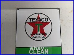 Old Vintage Texaco Restroom Gasoline Porcelain Gas Station Metal Pump Sign