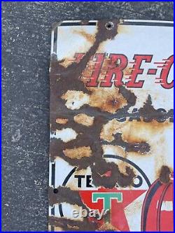 Orig 18 X 12 1947 Texaco Fire-chief Porcelain Service Station Gas Pump Sign