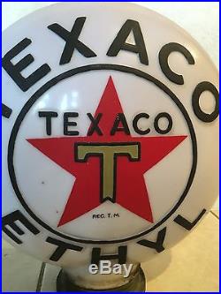 Original 1930 Dated Texaco Ethyl Gas Pump Globe Milk Glass Baked Paint