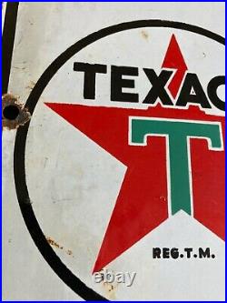 Original 1940 Texaco Fire Chief Porcelain GASOLINE Pump Plate Sign Gas Oil