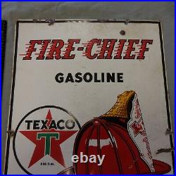 Original 1940 Texaco Fire Chief Porcelain Pump Plate Sign Gas Oil