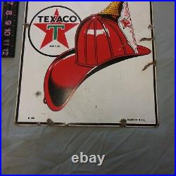 Original 1940 Texaco Fire Chief Porcelain Pump Plate Sign Gas Oil