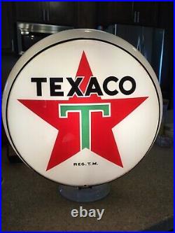 Original 1940's 1960's Gill Texaco White Border T Gas Pump Globe Original 1940's 1960's Gill Texaco White Border T Gas Pump Globe