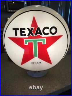 Original 1940's 1960's Gill Texaco White Border T Gas Pump Globe Original 1940's 1960's Gill Texaco White Border T Gas Pump Globe