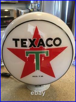 Original 1940's 1960's Gill Texaco White Border T Gas Pump Globe Original 1940's 1960's Gill Texaco White Border T Gas Pump Globe