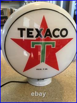 Original 1940's 1960's Gill Texaco White Border T Gas Pump Globe Original 1940's 1960's Gill Texaco White Border T Gas Pump Globe