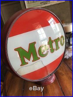 Original 1940s Metro Gas Pump Globe