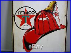 Original 1947 Texaco Fire Chief Porcelain Gasoline Sign Gas Pump Plate