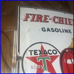 Original 1948 Texaco Fire Chief GASOLINE Pump Plate Sign Gasoline