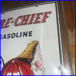 Original 1948 Texaco Fire Chief GASOLINE Pump Plate Sign Gasoline