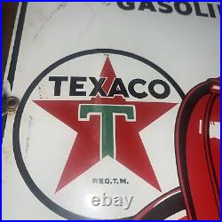 Original 1948 Texaco Fire Chief GASOLINE Pump Plate Sign Gasoline