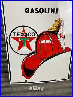 Original 1949 TEXACO Fire Chief Porcelain Gas Pump Plate Sign
