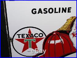 Original 1950 Texaco Fire Chief Gasoline Porcelain Sign 12 x 18 Gas Pump