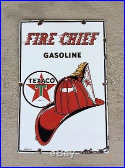 Original 1950's TEXACO Fire Chief Gas Pump Plate Porcelain Sign Gas & Oil