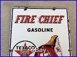 Original 1950's TEXACO Fire Chief Gas Pump Plate Porcelain Sign Gas & Oil