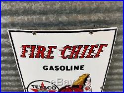 Original 1950s TEXACO Fire Chief Porcelain Gas Pump Plate Sign